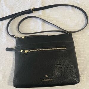 Liz Claiborne Crossbody Handbag Black Faux Pebble Leather
Shoulder Bag - EUC
